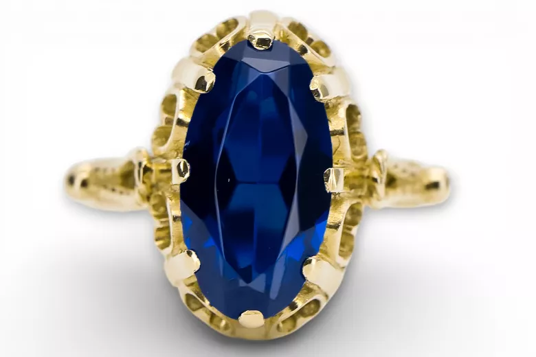 14K Yellow gold Sapphire Ring Vintage vrc134y